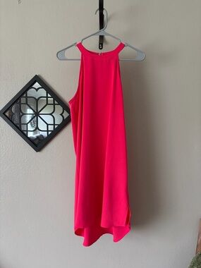 Adrienne Vittadini Sleeveless High-Low Dress in Hot Pink